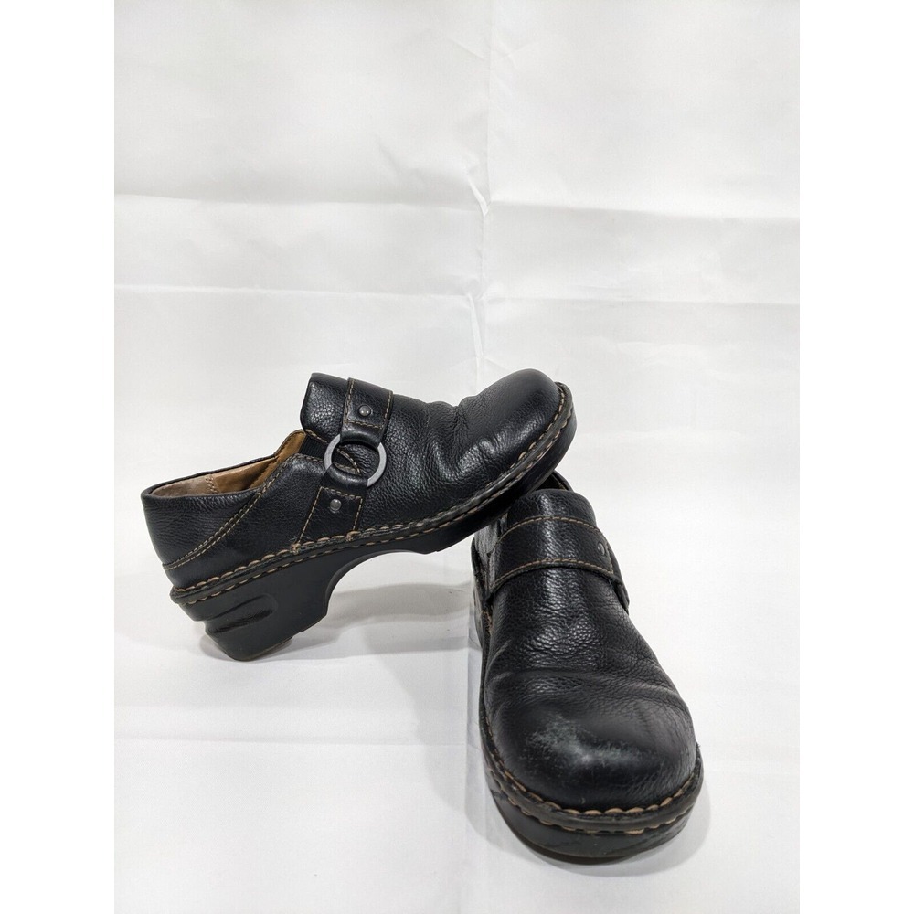 Cabelas Sandhills Collection Womens Nurse Clogs Shoes Leather‎ Black Wedge 7M